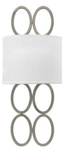 Quintiesse QN-JULES2-BN Jules Stylish 2 Light Wall Light In Brushed Nickel With White Linen Shade