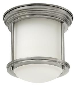 Quintiesse QN-HADRIAN-MINI-F-AN-OPAL Hadrian 1 Light Flush Ceiling Light In Antique Nickel With Opal Glass IP44