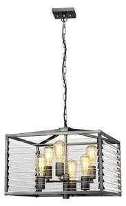 Elstead LOUVRE-6P Louvre 6 Light Industrial Ceiling Pendant In Gunmetal Finish