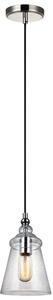 Quintiesse QN-LORAS-1MP Loras Industrial 1 Light Mini Ceiling Pendant In Polished Chrome With Seeded Glass