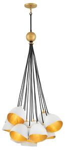 Quintiesse QN-NULA-15P Nula 15 Light Cluster Ceiling Pendant Light In Chalk White With Gold Accents