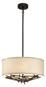 Elstead TAIKO-3P Taiko 3 Light Dual Mount Ceiling Light In Old Bronze Finish With Oatmeal Linen Shade