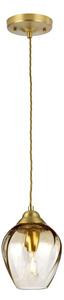 Elstead TIBER-P-AMBER Tiber 1 Light Ceiling Pendant In Brushed Brass Finish With Amber Glass