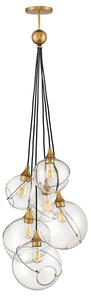 Quintiesse QN-SKYE-6P Skye 6 Light Cluster Ceiling Pendant Light In Heritage Brass Finish With Clear Glass