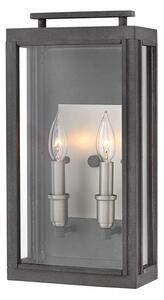 Quintiesse QN-SUTCLIFFE-M-AZ Sutcliffe Outdoor 2 Light Wall Lantern In Aged Zinc And Antique Nickel IP44