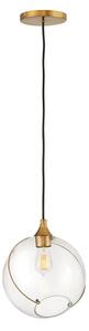 Quintiesse QN-SKYE-1P Skye Modern Single Ceiling Pendant Light in Heritage Brass Finish With Clear Glass