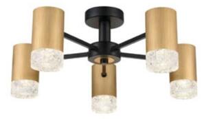 Franklite FL2423-5 Cordelia 5 Light Flush Ceiling Light In Satin Brushed Gold And Matt Black Finish