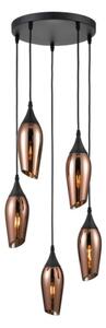 Franklite Taper 5 Light Cluster Ceiling Light In Matt Black With Copper Glass FL2420-5/347