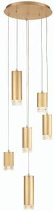 Franklite FL2415-6 Cordelia 6 Light Cluster Ceiling Pendant Light In Satin Brushed Gold Finish