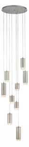 Franklite FL2414-9 Cordelia 9 Light Cluster Ceiling Pendant Light In Satin Brushed Silver Finish