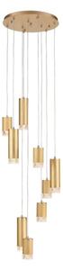 Franklite FL2415-9 Cordelia 9 Light Cluster Ceiling Pendant Light In Satin Brushed Gold Finish