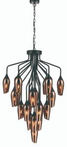 Franklite Taper 22 Light Ceiling Pendant Light In Matt Black With Copper Glass FL2420-22/347