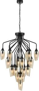 Franklite Taper 22 Light Ceiling Pendant Light In Matt Black With Amber Glass FL2420-22/346