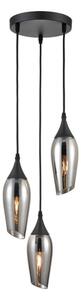 Franklite FL2420-3/345 Taper 3 Light Cluster Ceiling Light In Matt Black Finish With Smoked Glass