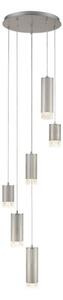 Franklite FL2414-6 Cordelia 6 Light Cluster Ceiling Pendant Light In Satin Brushed Silver Finish