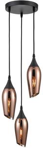 Franklite Taper 3 Light Cluster Ceiling Light In Matt Black With Copper Glass FL2420-3/347