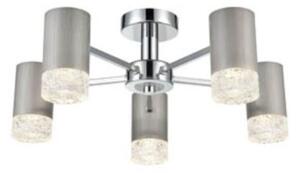 Franklite FL2422-5 Cordelia 5 Light Flush Ceiling Light In Satin Brushed Silver And Chrome Finish