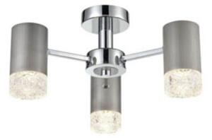 Franklite FL2422-3 Cordelia 3 Light Flush Ceiling Light In Satin Brushed Silver And Chrome Finish F2422-3