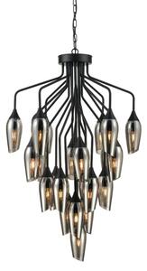 Franklite FL2420-22/345 Taper 22 Light Ceiling Pendant Light In Matt Black With Smoked Glass