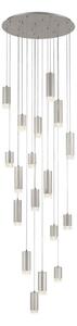 Franklite FL2414-18 Cordelia 18 Light Cluster Ceiling Pendant Light In Satin Brushed Silver Finish