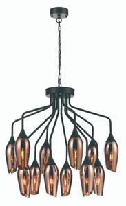 Franklite Taper 12 Light Ceiling Pendant Light In Matt Black With Copper Glass FL2420-12/347