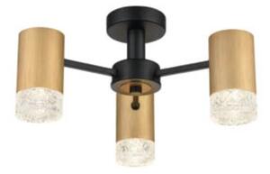 Franklite FL2423-3 Cordelia 3 Light Flush Ceiling Light In Satin Brushed Gold And Matt Black Finish