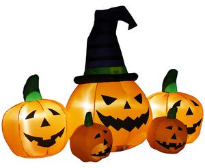 Outsunny Next Day Delivery 6ft Inflatable Halloween Large Pumpkin in Hat with Four Small Pumpkins, Blow-Up Outdoor LED Display