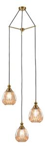 Marcella 3 Light Cluster Ceiling Light In Amber Glass Finish 51cm F2425-3/353