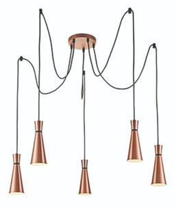 Franklite FL2432-5 Happy 5 Light Ceiling Cluster Light in Satin Copper Finish