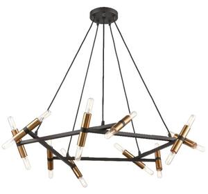 Franklite FL2418-20 Anglit 20 Light Ceiling Pendant Light In Matt Black And Old Gold
