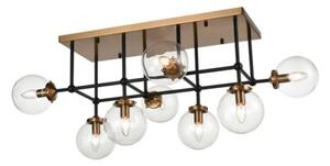 Franklite FL2411-8 Diffraction 8 Light Flush Ceiling Light In Matt Black And Antique Gold