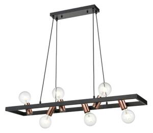 Franklite Vintner 6 Light Bar Ceiling Pendant Light In Black And Satin Copper Finish Fl2419-6