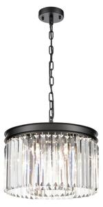 Franklite Perdita 5 Light Ceiling Pendant Light In Matt Black With Crystal Glass FL2413-5
