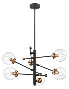 Franklite FL2410-6 Diffraction 6 Light Ceiling Pendant Light In Matt Black And Antique Gold