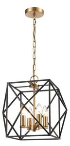 Franklite FL2417-4 Anglit 4 Light Ceiling Lantern Light In Matt Black And Old Gold