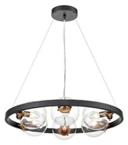 Ring 6 Light Ceiling Pendant Light In Matt Black And Antique Gold Finish F2426-6