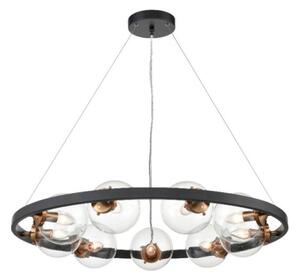 Ring 9 Light Ceiling Pendant Light In Matt Black And Antique Gold Finish F2426-9