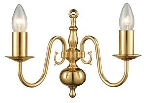 Franklite Delft 2 Light Flemish Small 2 Wall Light In Polished Brass Finish PE7912