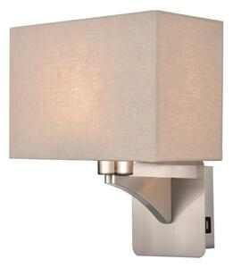 Franklite WB124/1180 Wall Light In Satin Nickel With USB Port And Shade W124/1180