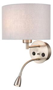 Franklite WB109/1185 Wall Light In Satin Nickel With Reading Light And Shade