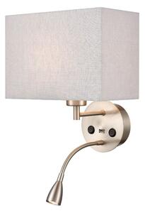 Franklite WB109/1181 Wall Light In Satin Nickel With Reading Light And Shade