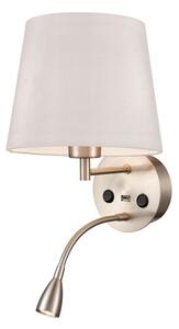 Fanklite WB109/1177 Wall Light In Satin Nickel With Reading Light And Shade
