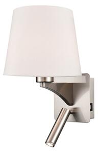 Franklite WB125/1174 Wall Light In Satin Nickel With Reading Light And Shade
