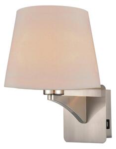 Franklite WB124/1176 Wall Light In Satin Nickel With USB Port And Shade