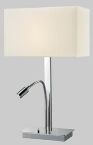 Flair Table Lamp In Polished Chrome With Reading Light With Off White Shade T819/9867