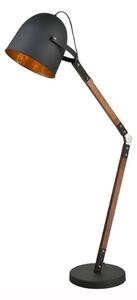 Timber Floor Lamp In Mat Black And Gold Finish With Wooden Stem S245