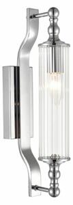 Paris Bathroom Wall Light In Chrome Finish With Ribbed Glass Shade IP44 W133