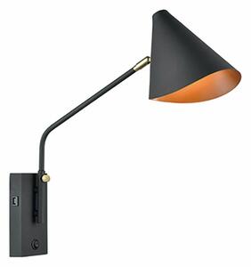 Tale Wall Light In Black And Gold Finish With USB Port W147