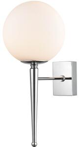 Globe Bathroom Wall Light In Chrome Finish With Opal Shade IP44 W142