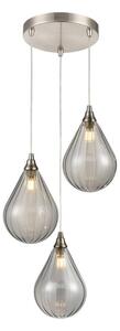 Franklite Perry 3 Light Cluster Ceiling Pendant Light With Smoked Glasses Fl2453-3-355